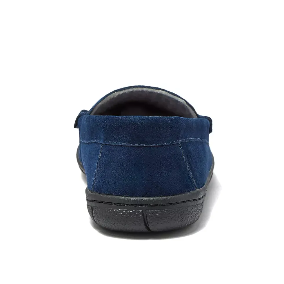 Men's Flannel Lined Suede Slip On Moccasin Slippers