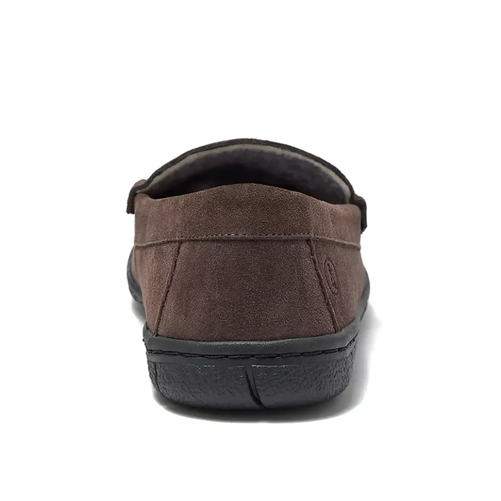 Men's Flannel Lined Suede Slip On Moccasin Slippers