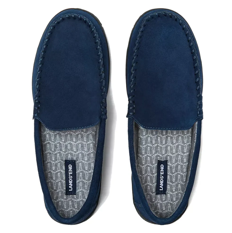 Men's Flannel Lined Suede Slip On Moccasin Slippers
