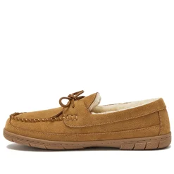 Men's Fuzzy Lined Lace Up Moccasin Slippers
