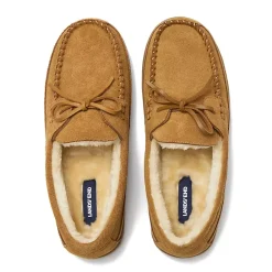 Men's Fuzzy Lined Lace Up Moccasin Slippers