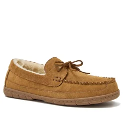 Men's Fuzzy Lined Lace Up Moccasin Slippers
