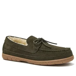Men's Fuzzy Lined Lace Up Moccasin Slippers