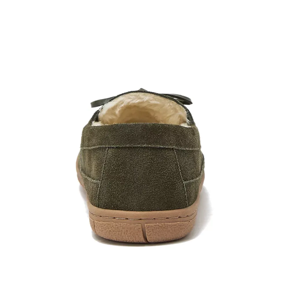 Men's Fuzzy Lined Lace Up Moccasin Slippers