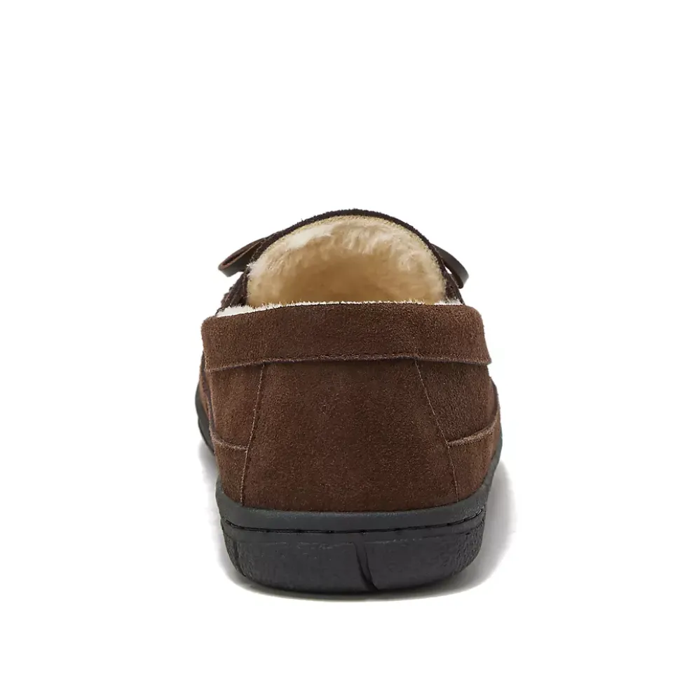 Men's Fuzzy Lined Lace Up Moccasin Slippers