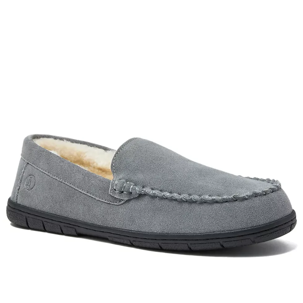 Men's Fuzzy Lined Suede Moccasin Slippers