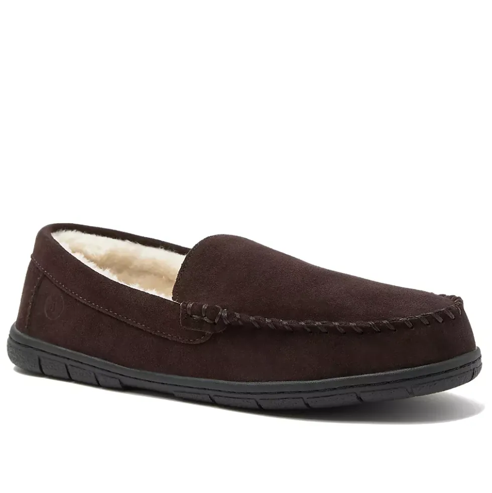 Men's Fuzzy Lined Suede Moccasin Slippers