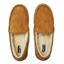 Men's Fuzzy Lined Suede Moccasin Slippers