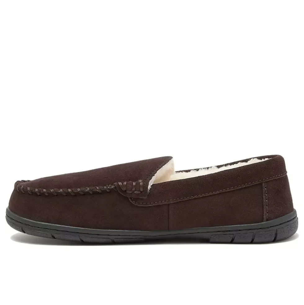 Men's Fuzzy Lined Suede Moccasin Slippers
