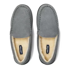 Men's Fuzzy Lined Suede Moccasin Slippers