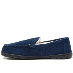 Men's Fuzzy Lined Suede Moccasin Slippers