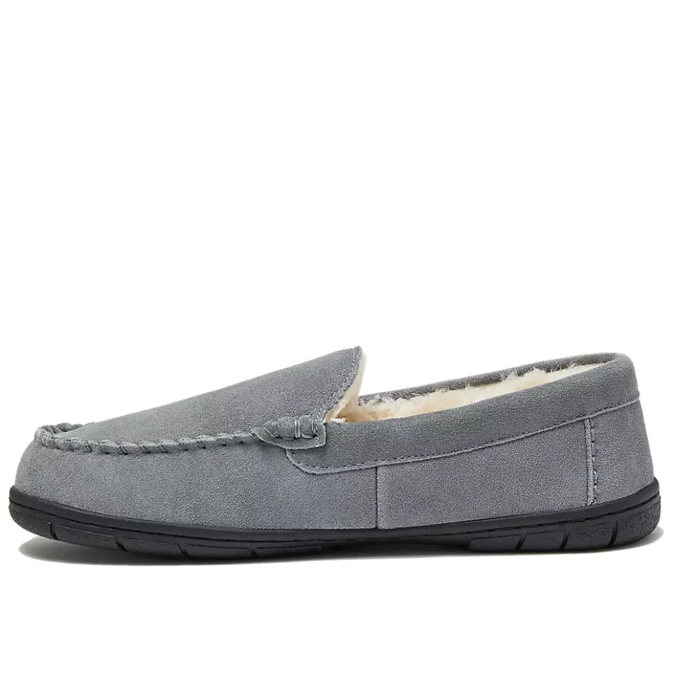 Men's Fuzzy Lined Suede Moccasin Slippers