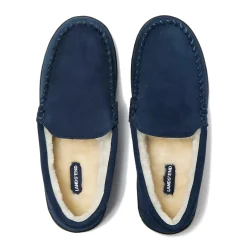 Men's Fuzzy Lined Suede Moccasin Slippers