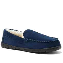 Men's Fuzzy Lined Suede Moccasin Slippers