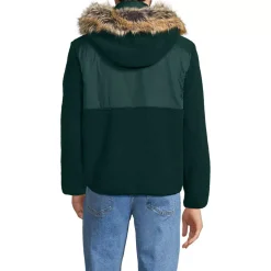 Men's Hooded Half Zip Faux Fur Sherpa Fleece Pullover