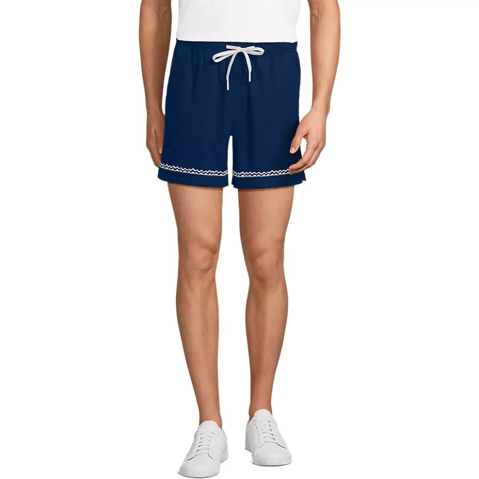 Men's 5.5" Linen Cotton Embroidered Easy Shorts