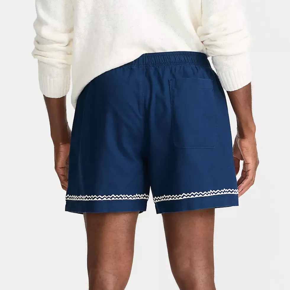 Men's 5.5" Linen Cotton Embroidered Easy Shorts