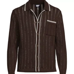 Men's Long Sleeve Button Through Summer Polo Cardigan