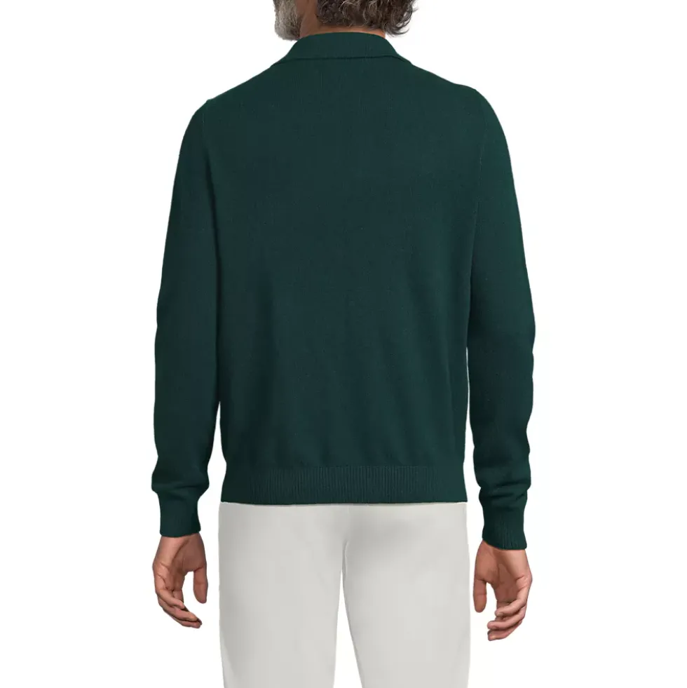 Men's Long Sleeve Cashmere Sweater Polo