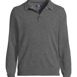 Men's Long Sleeve Cashmere Sweater Polo