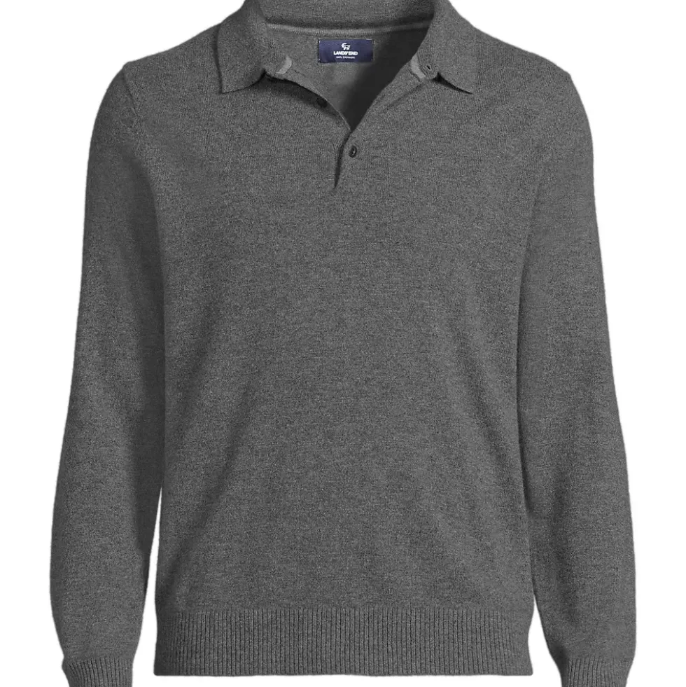 Men's Long Sleeve Cashmere Sweater Polo