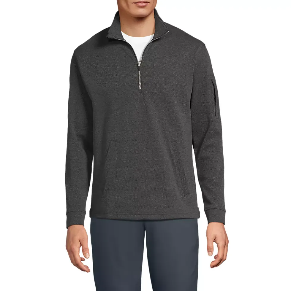 Men's Long Sleeve Cooling Performance Pique Quarter Zip