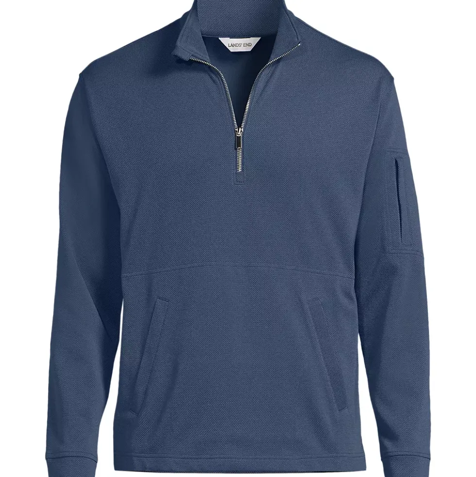Men's Long Sleeve Cooling Performance Pique Quarter Zip