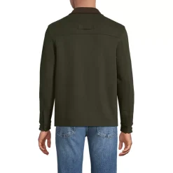 Men's Long Sleeve Corduroy Collar Bedford Rib Quarter Zip