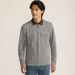 Men's Long Sleeve Corduroy Collar Bedford Rib Quarter Zip