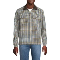 Men's Long Sleeve Corduroy Collar Bedford Rib Quarter Zip
