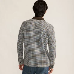 Men's Long Sleeve Corduroy Collar Bedford Rib Quarter Zip