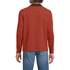 Men's Long Sleeve Corduroy Collar Bedford Rib Quarter Zip