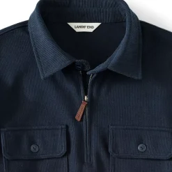 Men's Long Sleeve Corduroy Collar Bedford Rib Quarter Zip