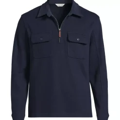 Men's Long Sleeve Corduroy Collar Bedford Rib Quarter Zip