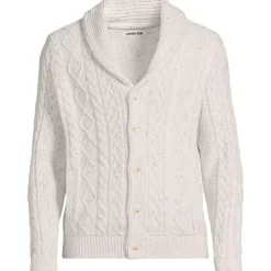 Men's Long Sleeve Cotton Blend Cable Shawl Cardigan