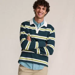 Men's Long Sleeve Cotton Rugby Sweater Polo