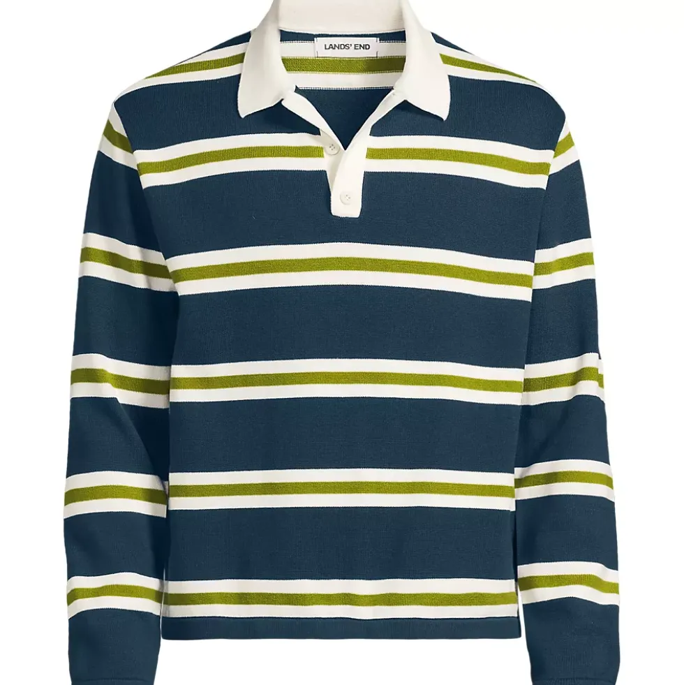 Men's Long Sleeve Cotton Rugby Sweater Polo