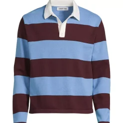 Men's Long Sleeve Cotton Rugby Sweater Polo