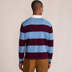 Men's Long Sleeve Cotton Rugby Sweater Polo