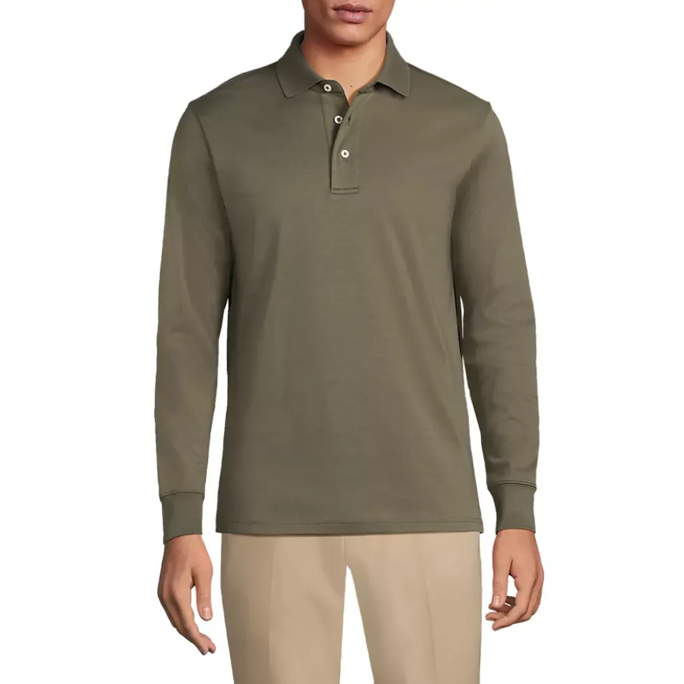 Men's Long Sleeve Cotton Supima Polo Shirt