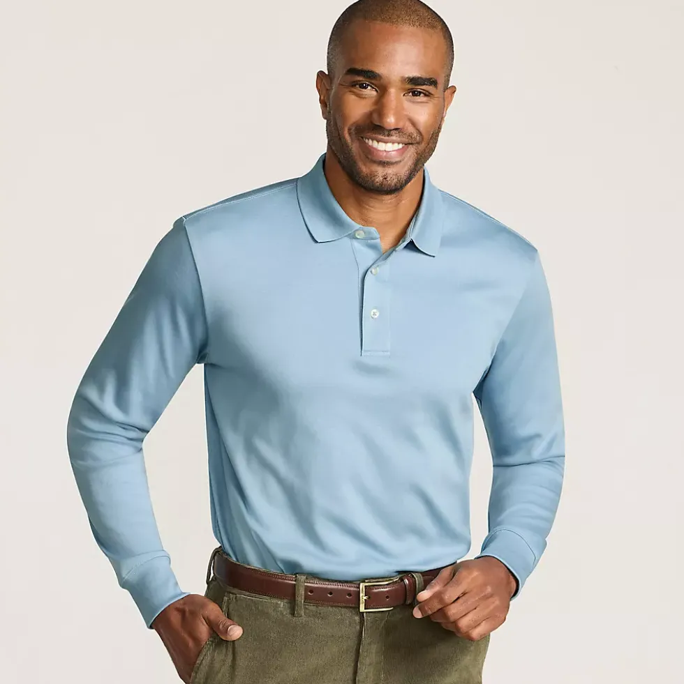 Men's Long Sleeve Cotton Supima Polo Shirt