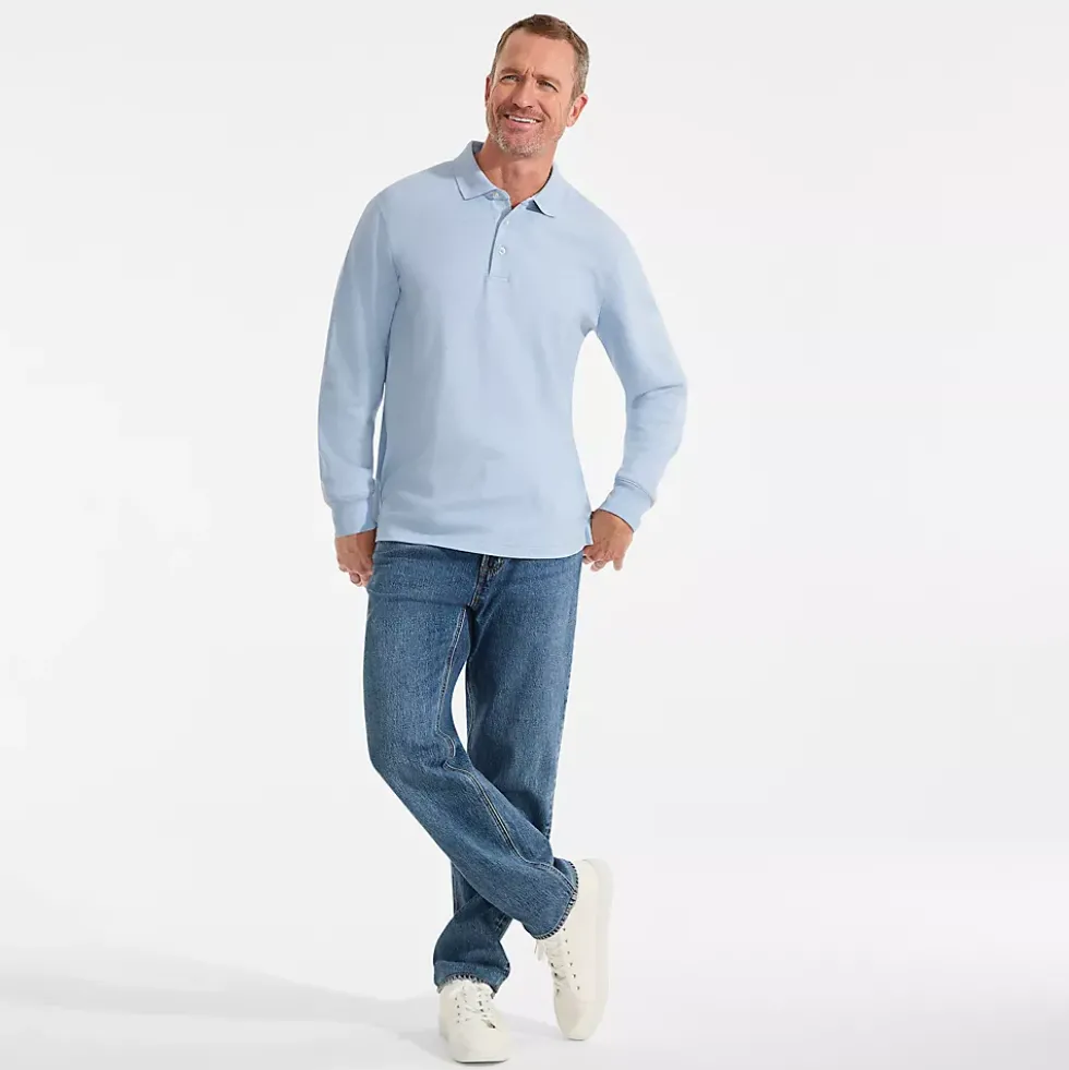 Men's Long Sleeve Cotton Supima Polo Shirt