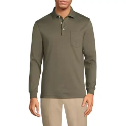 Men's Long Sleeve Cotton Supima Polo Shirt with Pocket