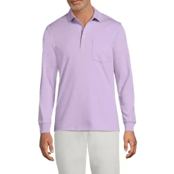 Men's Long Sleeve Cotton Supima Polo Shirt with Pocket