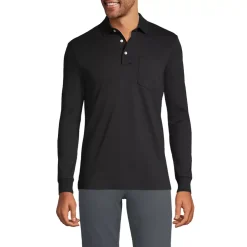Men's Long Sleeve Cotton Supima Polo Shirt with Pocket