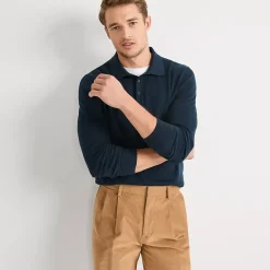 Men's Long Sleeve Cotton Sweater Polo