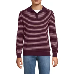 Men's Long Sleeve Cotton Sweater Polo