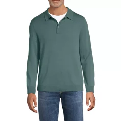 Men's Long Sleeve Cotton Sweater Polo