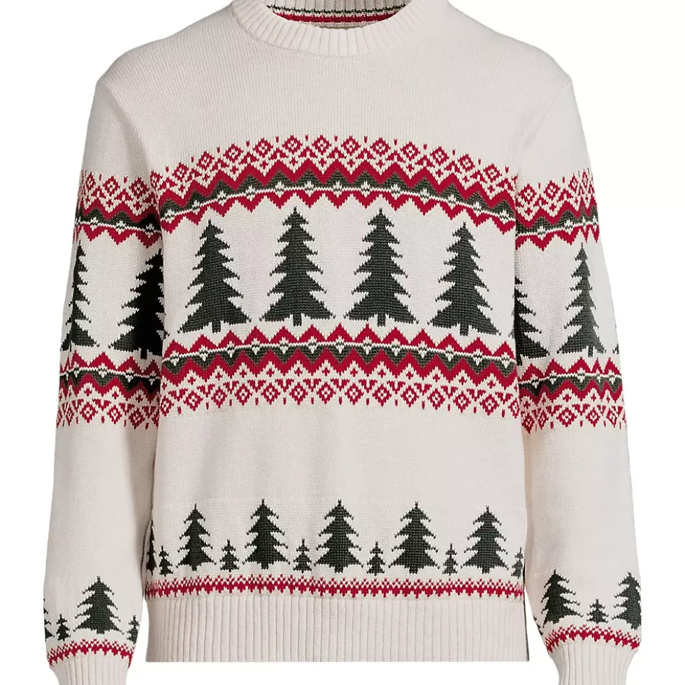 Men's Long Sleeve Drifter Christmas Tree Crewneck Sweater