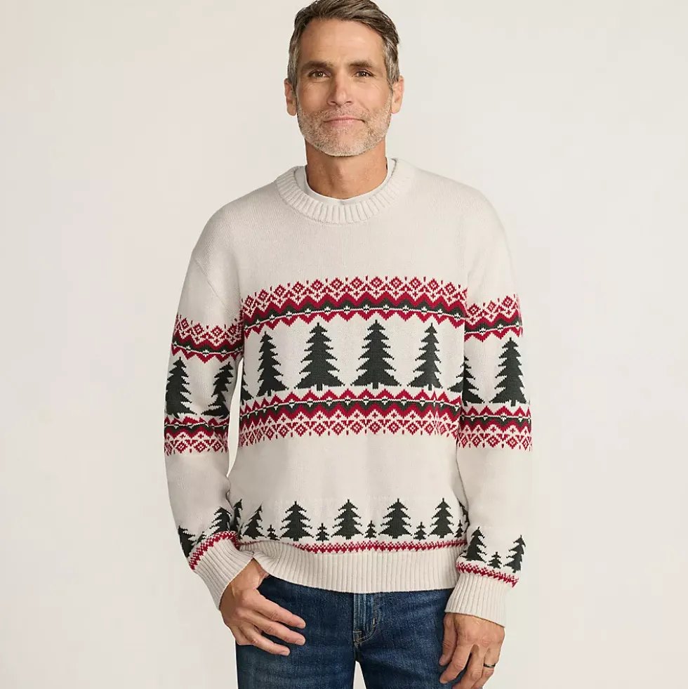 Men's Long Sleeve Drifter Christmas Tree Crewneck Sweater